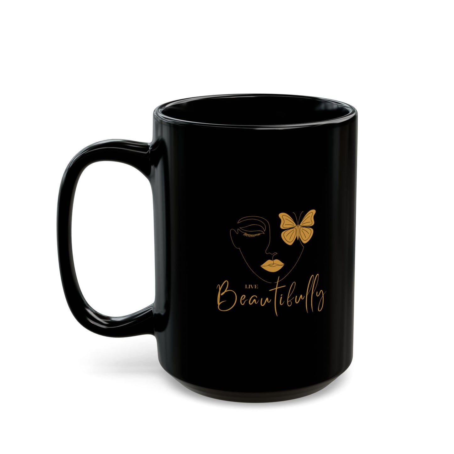 Live Beautifully Black Mug (11oz, 15oz)