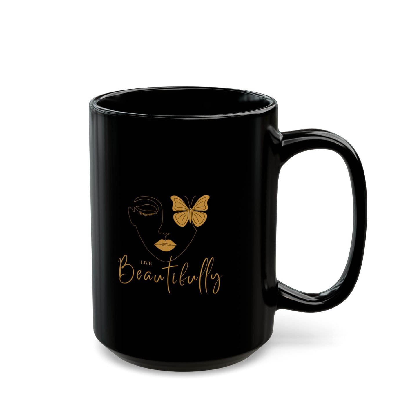 Live Beautifully Black Mug (11oz, 15oz)