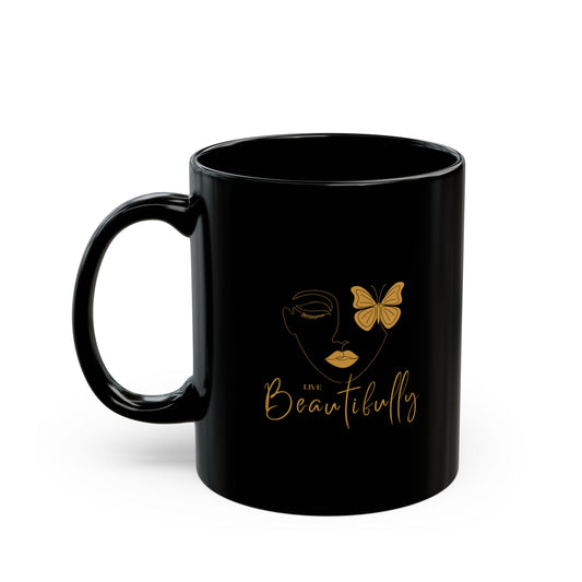 Live Beautifully Black Mug (11oz, 15oz)