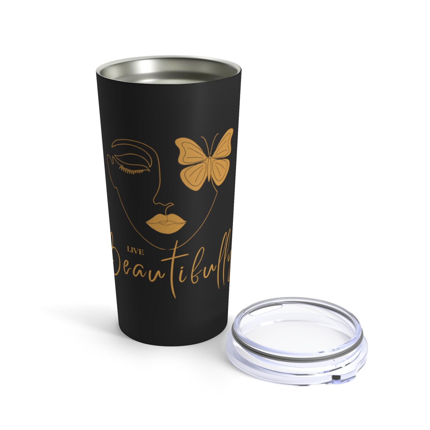 Live Beautifully Black Tumbler 20oz